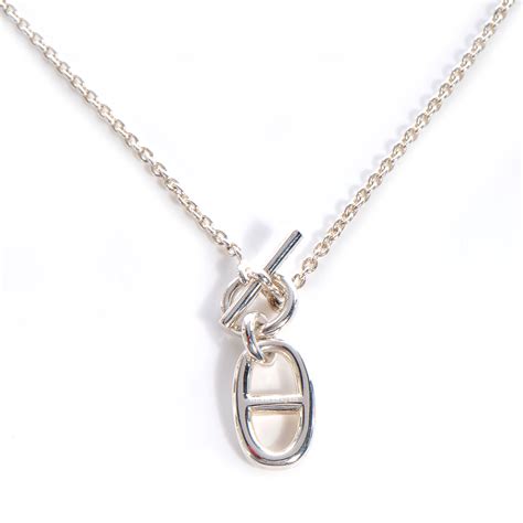 hermes silver necklaces|hermes chaine d'ancre necklace silver.